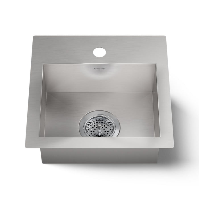KOHLER K-32027-1 Vault 15" top-/undermount single-bowl bar sink, stainless steel - view 4