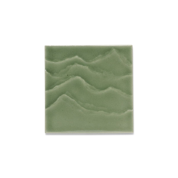 KOHLER K-32576 Landshapes 4" x 4" Feature Tile produced by the KOHLER WasteLAB, dark celadon
