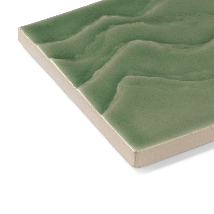 KOHLER K-32576 Landshapes 4" x 4" Feature Tile produced by the KOHLER WasteLAB, dark celadon - view 3