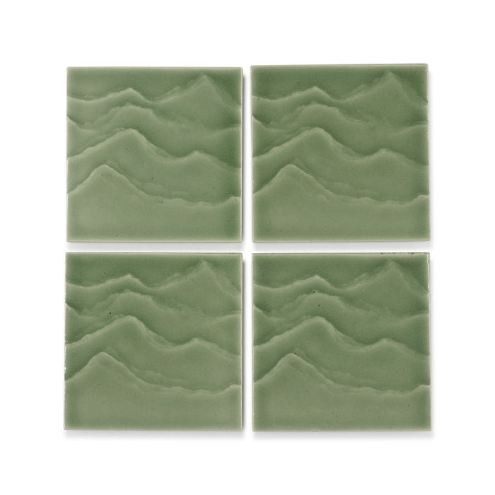 KOHLER K-32576 Landshapes 4" x 4" Feature Tile produced by the KOHLER WasteLAB, dark celadon - view 4