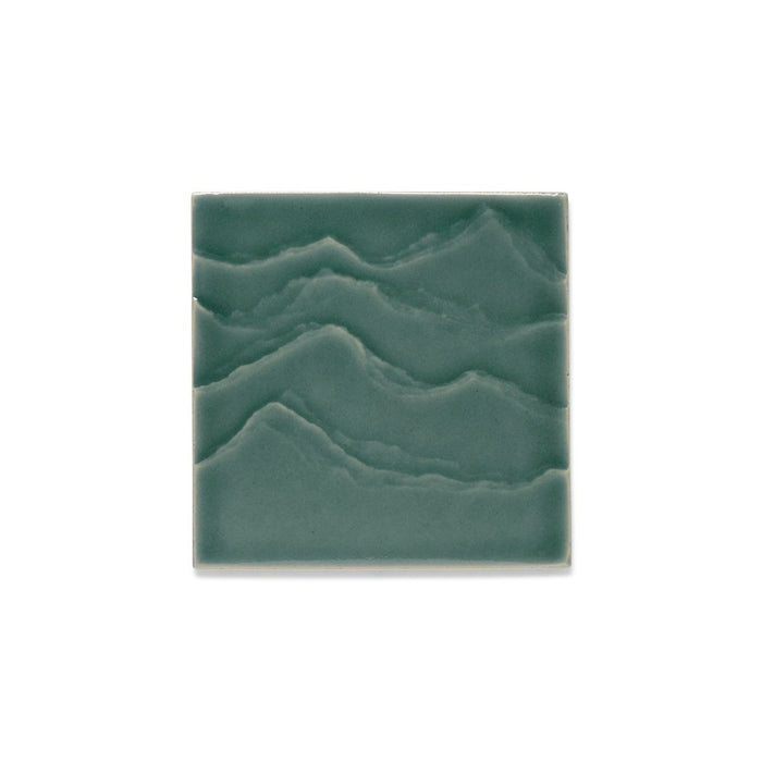 KOHLER K-32576 Landshapes 4" x 4" Feature Tile produced by the KOHLER WasteLAB, deep teal