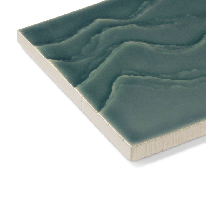 KOHLER K-32576 Landshapes 4" x 4" Feature Tile produced by the KOHLER WasteLAB, deep teal - view 3