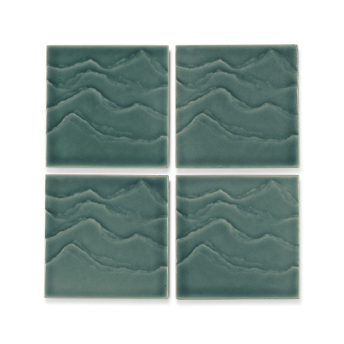 KOHLER K-32576 Landshapes 4" x 4" Feature Tile produced by the KOHLER WasteLAB, deep teal - view 4