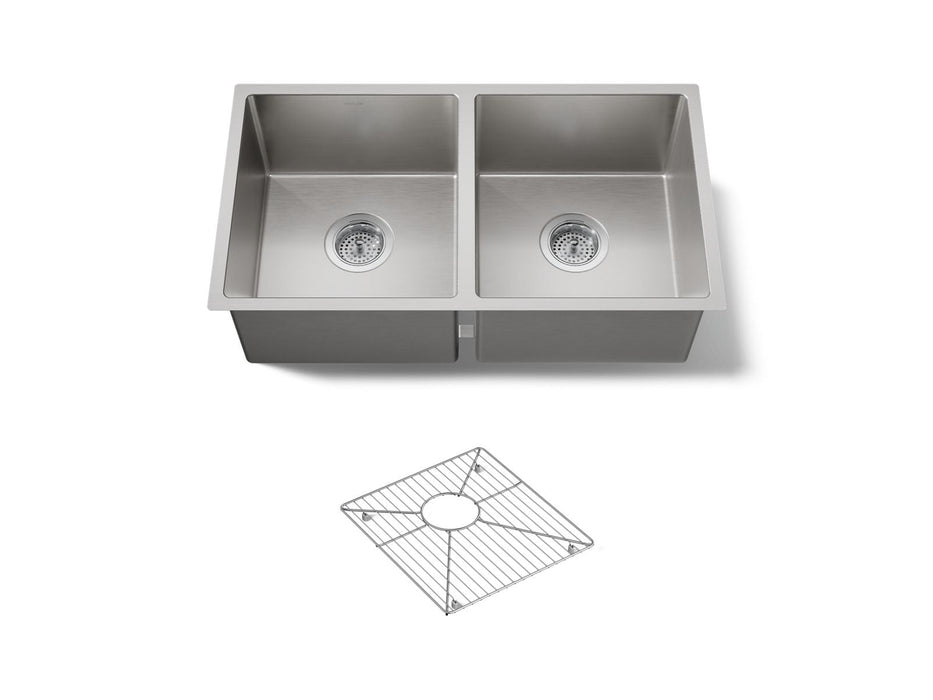 KOHLER K-33154 Strive 29-1/2" undermount double-bowl kitchen sink, stainless steel