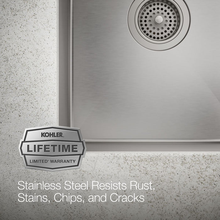 KOHLER K-33154 Strive 29-1/2" undermount double-bowl kitchen sink, stainless steel - view 4