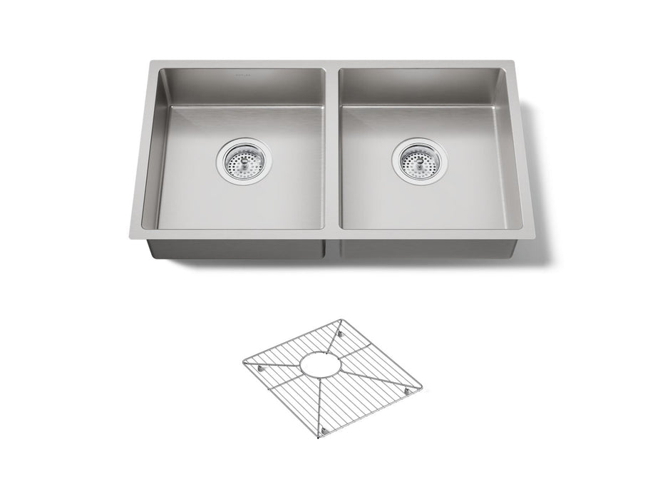 KOHLER K-33155 Strive 29-1/2" undermount double-bowl kitchen sink, stainless steel