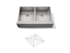 KOHLER K-33159 Strive 35-1/2" undermount double-bowl farmhouse kitchen sink with accessories, stainless steel