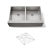 KOHLER K-33159 Strive 35-1/2" undermount double-bowl farmhouse kitchen sink with accessories, stainless steel - view 5