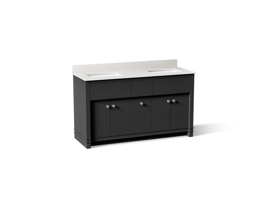 KOHLER K-33293 Alouette 60" bathroom vanity cabinet with sinks and quartz top