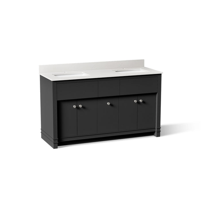 KOHLER K-33293 Alouette 60" bathroom vanity cabinet with sinks and quartz top