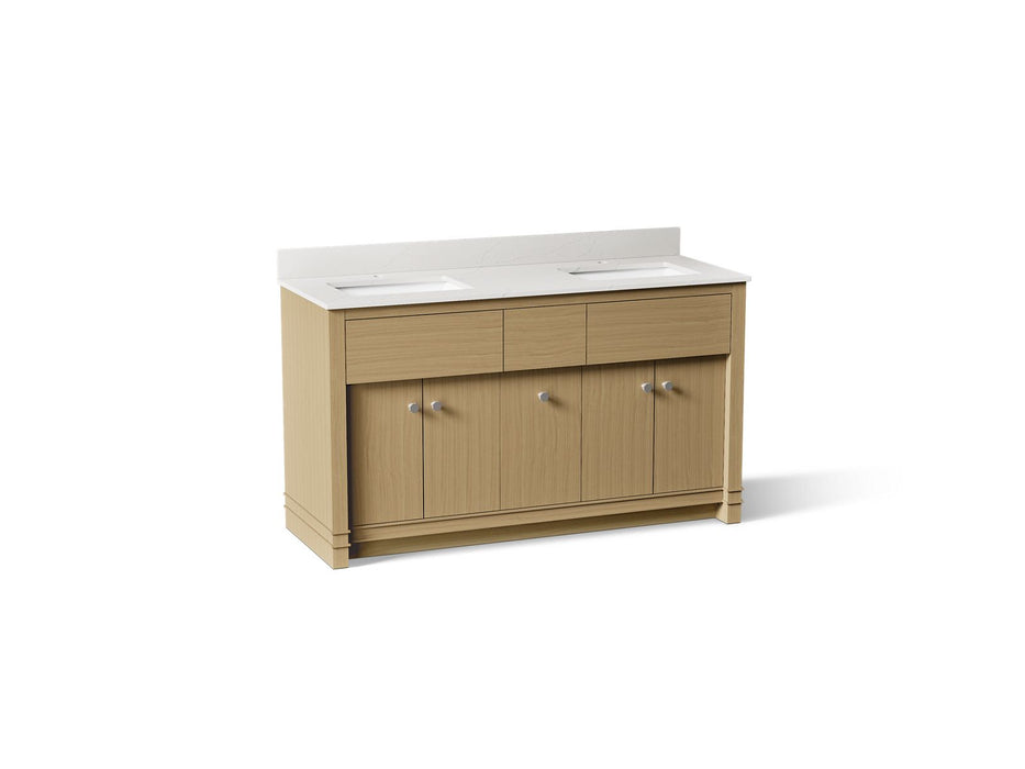 KOHLER K-33293 Alouette 60" bathroom vanity cabinet with sinks and quartz top
