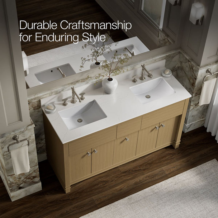 KOHLER K-33293 Alouette 60" bathroom vanity cabinet with sinks and quartz top