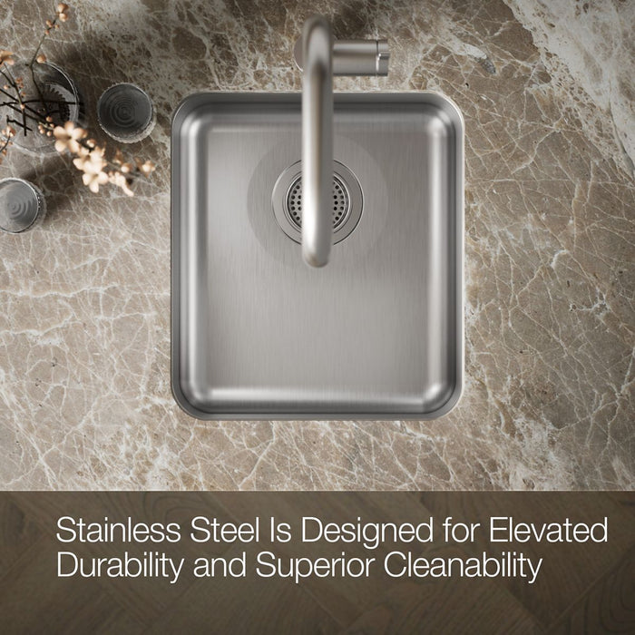 KOHLER K-3331 Undertone 15-3/4" undermount single-bowl bar sink, stainless steel - view 3