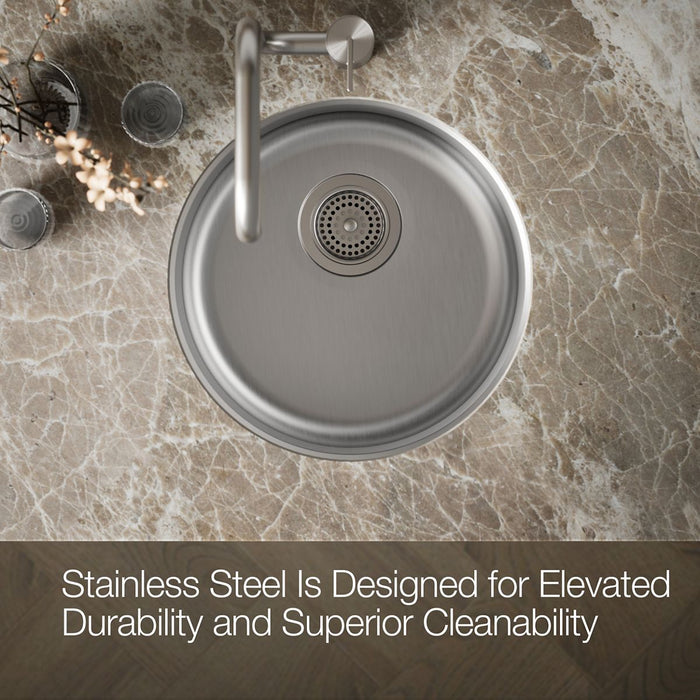 KOHLER K-3341 Lyric|Undertone 18-1/2" top-/undermount single-bowl bar sink, stainless steel - view 3