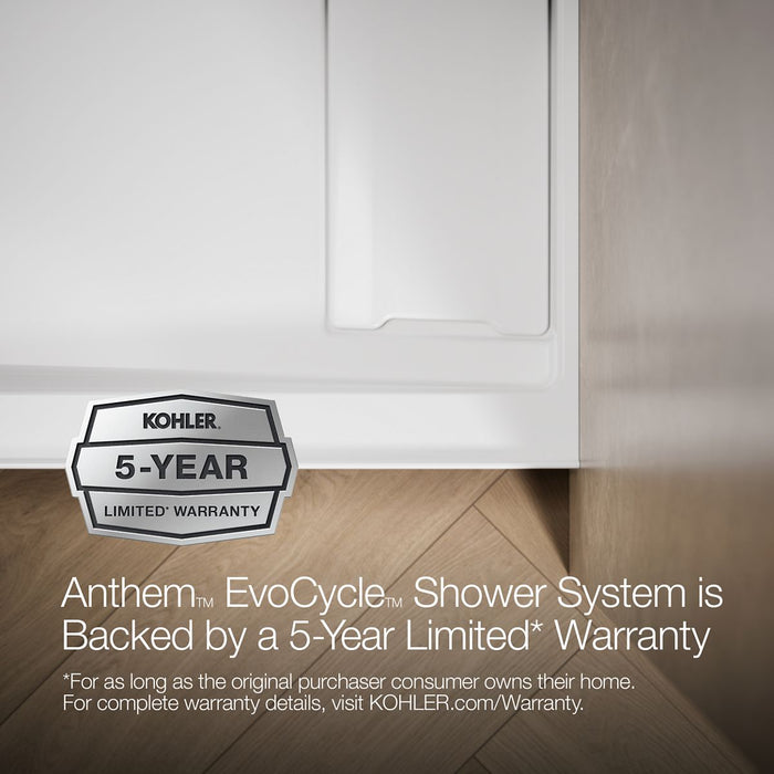 KOHLER K-33476-0 K-33476 Anthem EvoCycle 60" x 36" Alcove Shower Base, Right Drain, white - view 3