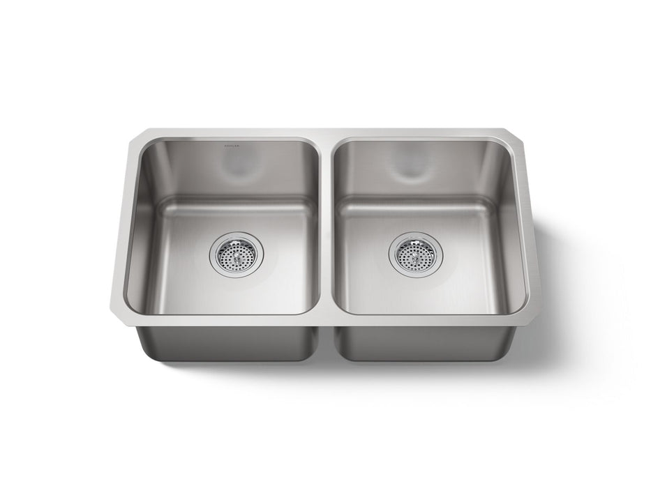KOHLER K-3350 Undertone 31-1/2" undermount double-bowl kitchen sink, stainless steel