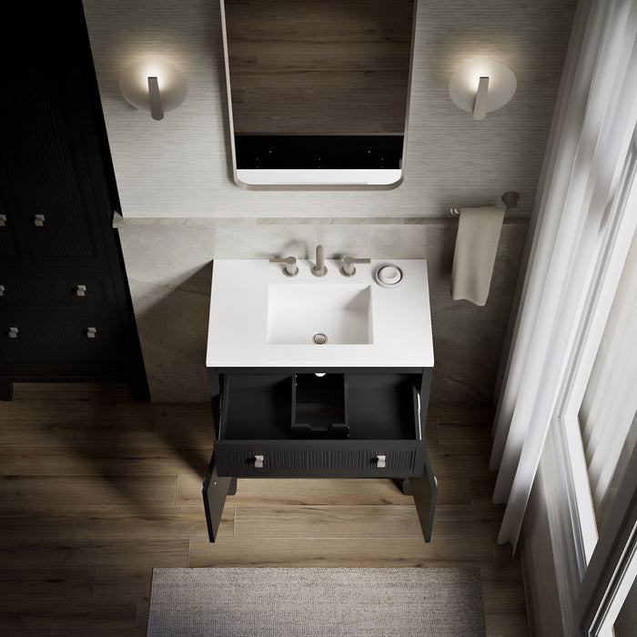 KOHLER K-33536-ASB Hearthaven 30" bathroom vanity cabinet with sink and quartz top