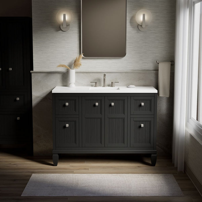 KOHLER K-33538-ASB Hearthaven 48" bathroom vanity cabinet with sink and quartz top, slate grey - view 4