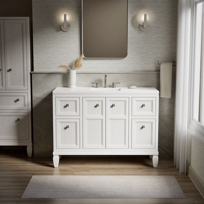 KOHLER K-33538-ASB Hearthaven 48" bathroom vanity cabinet with sink and quartz top, white - view 4