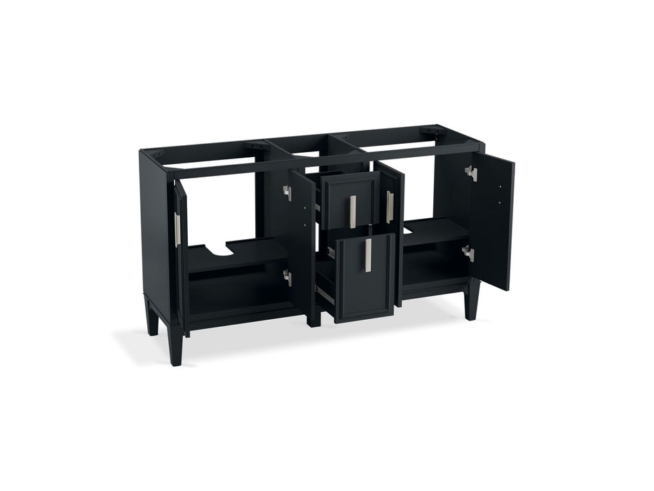 KOHLER K-33547-ASB Southerk 60" bathroom vanity cabinet with sinks and quartz top, slate grey - view 2