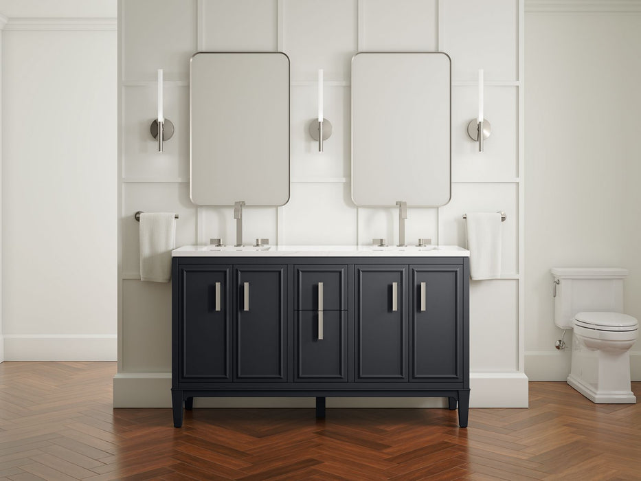 KOHLER K-33547-ASB Southerk 60" bathroom vanity cabinet with sinks and quartz top, slate grey - view 3