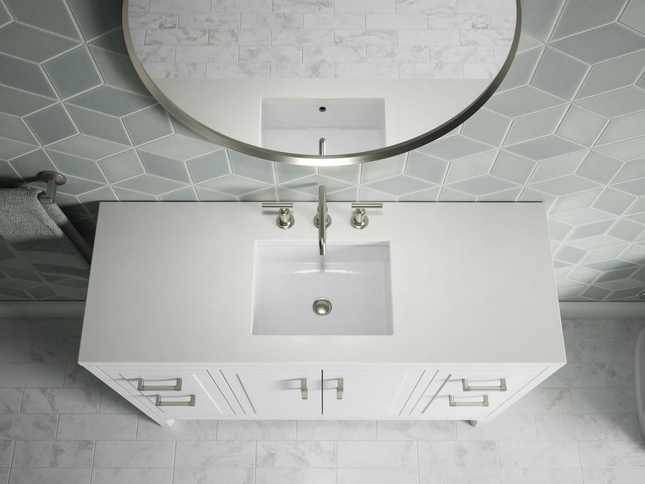 KOHLER K-33554-ASB Seer 48" bathroom vanity cabinet with sink and quartz top, white - view 3