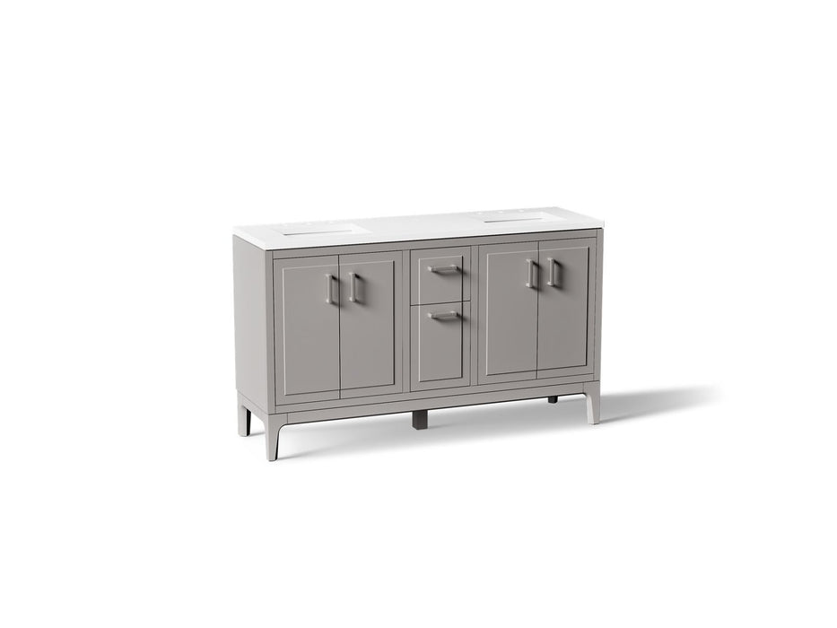 KOHLER K-33555-ASB Seer 60" bathroom vanity cabinet with sinks and quartz top