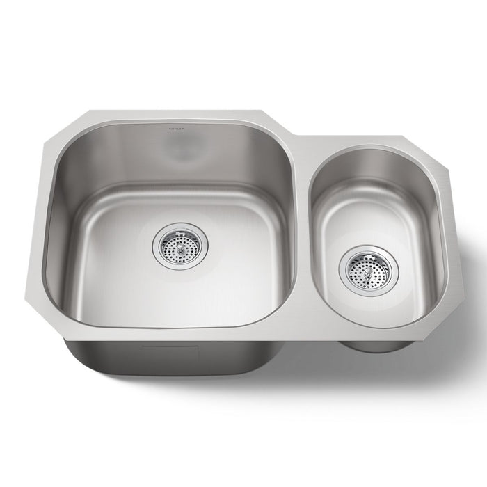 KOHLER K-3355 Undertone 30-3/4" undermount double-bowl kitchen sink, stainless steel - view 3
