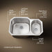 KOHLER K-3355 Undertone 30-3/4" undermount double-bowl kitchen sink, stainless steel - view 5