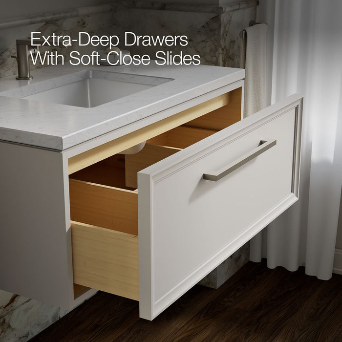 KOHLER K-33566 Lodern 36" wall-hung bathroom vanity cabinet, linen white - view 5