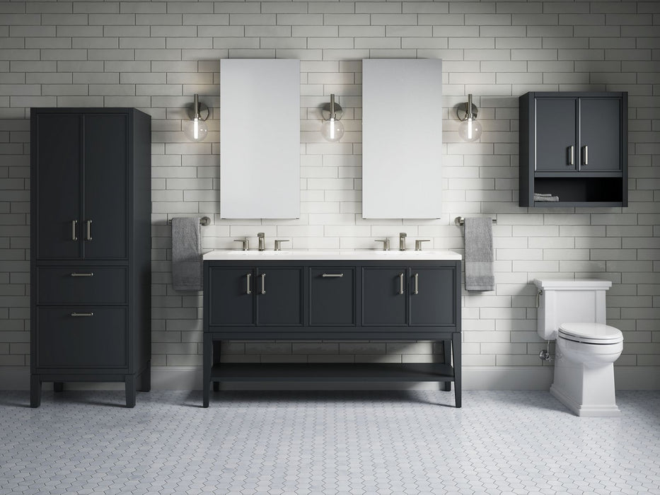 KOHLER K-33581-ASB Winnow 60" bathroom vanity cabinet with sinks and quartz top