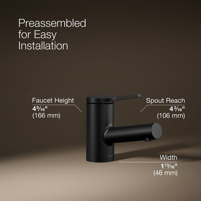 KOHLER K-33590-4K Elate Single-handle bathroom sink faucet, 1.0 gpm, matte black - view 4