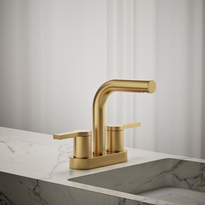 KOHLER K-33591-4K Elate Centerset bathroom sink faucet, 1.0 gpm, vibrant brushed moderne brass - view 3