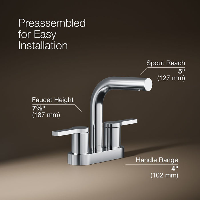 KOHLER K-33591-4N Elate Centerset bathroom sink faucet, 0.5 gpm, polished chrome - view 4
