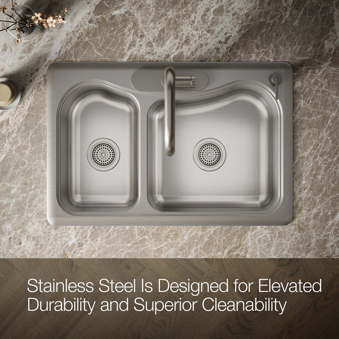 KOHLER K-3361-4 Staccato 33" top-mount double-bowl kitchen sink