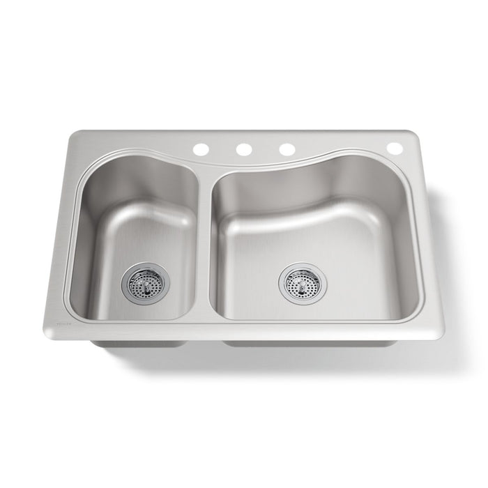 KOHLER K-3361-4 Staccato 33" top-mount double-bowl kitchen sink