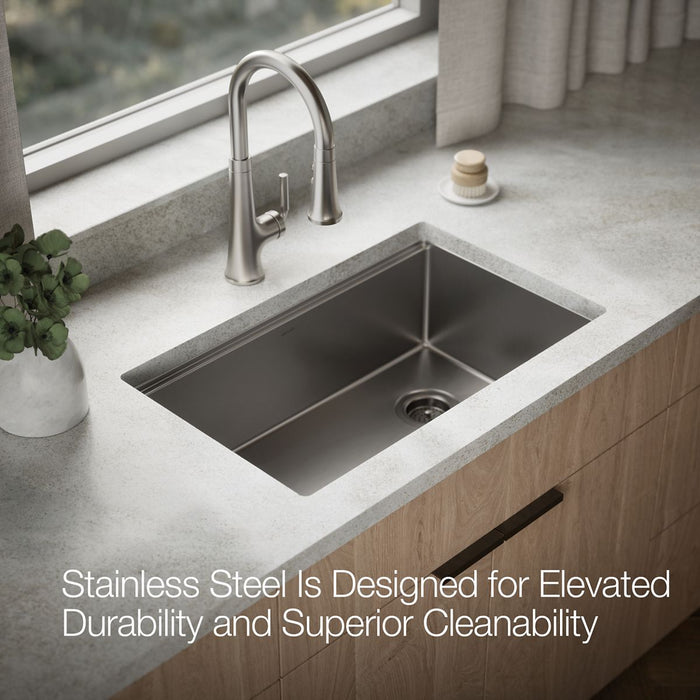 KOHLER K-33660-PC Strive 29" undermount single-bowl workstation kitchen sink
