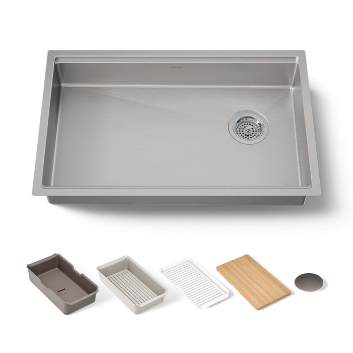 KOHLER K-33661-PC Strive 29" undermount single-bowl workstation kitchen sink