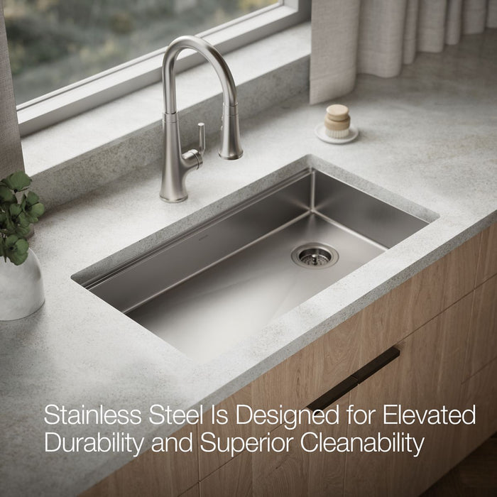 KOHLER K-33663-PC Strive 32" undermount single-bowl workstation kitchen sink