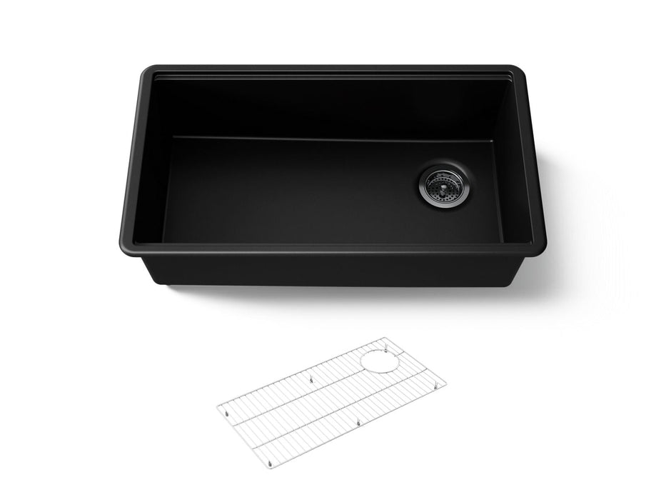KOHLER K-33710 Billings 32-1/2" undermount single-bowl kitchen sink, matte black