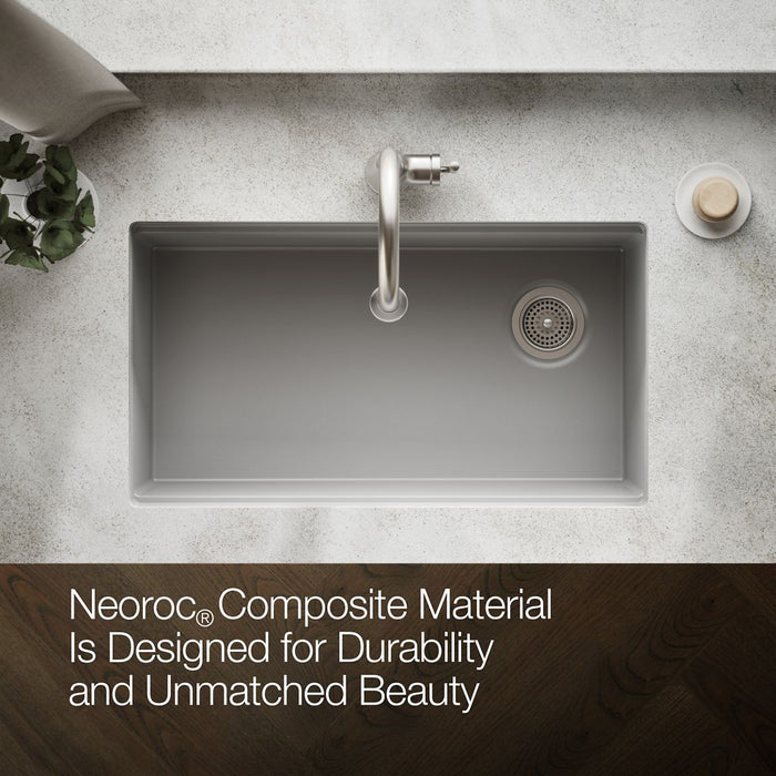 KOHLER K-33710 Billings 32-1/2" undermount single-bowl kitchen sink, matte grey - view 4