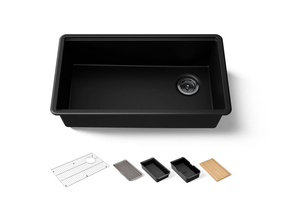 KOHLER K-33710-PC Billings 32-1/2" undermount single-bowl workstation kitchen sink