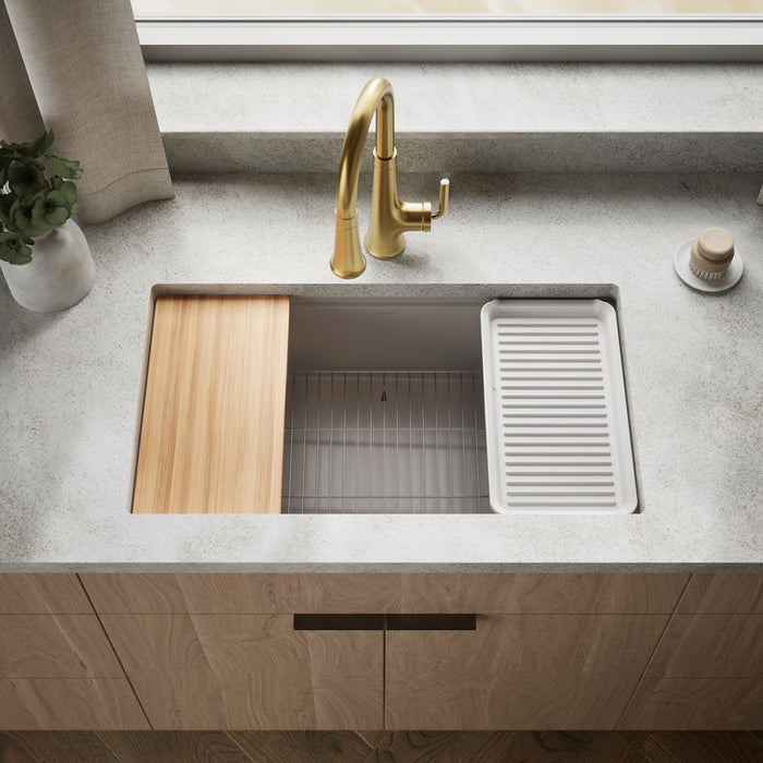 KOHLER K-33710-PC Billings 32-1/2" undermount single-bowl workstation kitchen sink