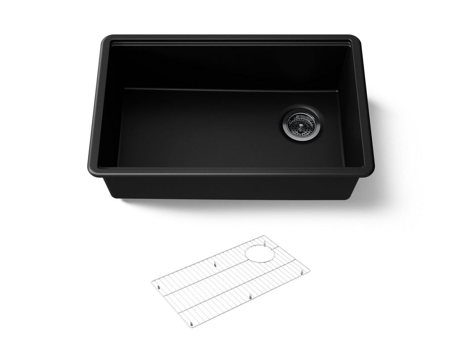 KOHLER K-33712 Billings 29" undermount single-bowl kitchen sink, matte black