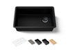 KOHLER K-33712-PC Billings 29" undermount single-bowl workstation kitchen sink, matte black