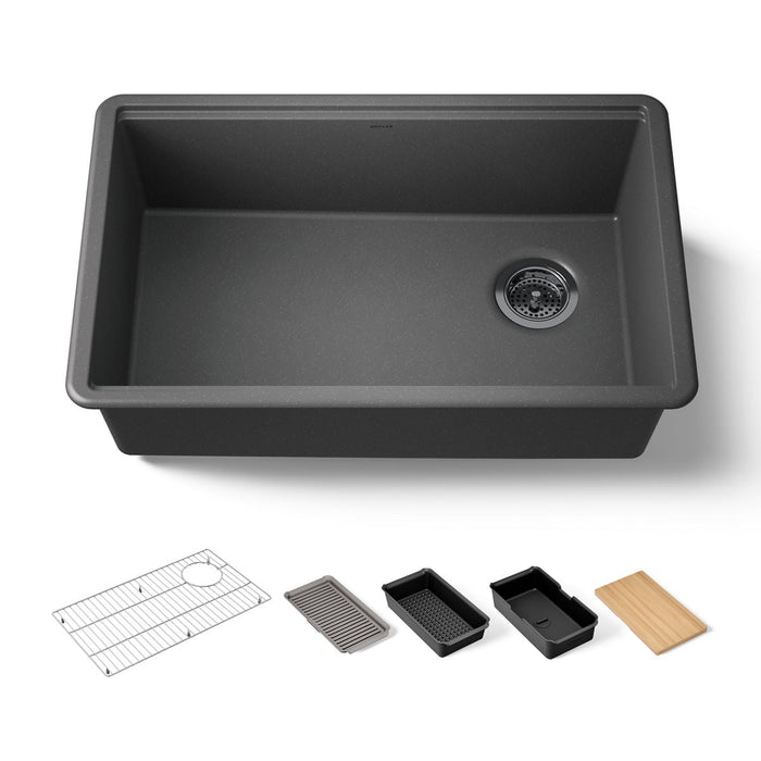 KOHLER K-33712-PC Billings 29" undermount single-bowl workstation kitchen sink