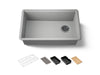 KOHLER K-33712-PC Billings 29" undermount single-bowl workstation kitchen sink, matte grey