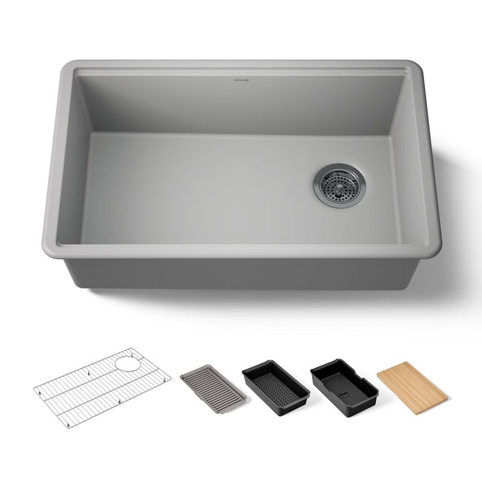 KOHLER K-33712-PC Billings 29" undermount single-bowl workstation kitchen sink