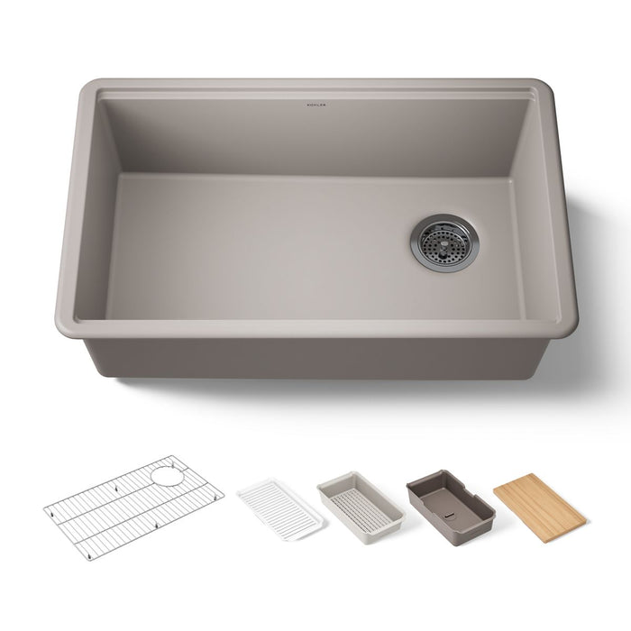 KOHLER K-33712-PC Billings 29" undermount single-bowl workstation kitchen sink, matte taupe - view 5
