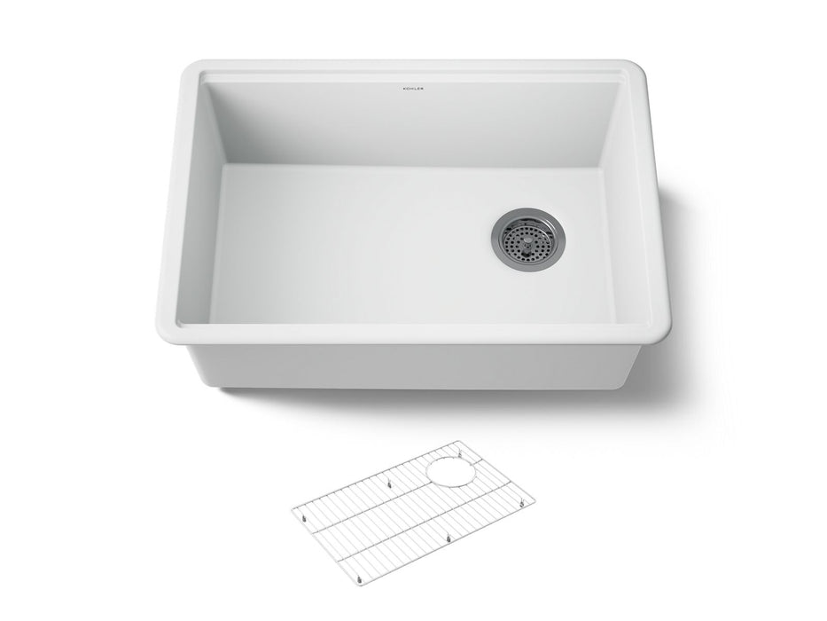 KOHLER K-33713 Billings 27" undermount single-bowl kitchen sink, matte white